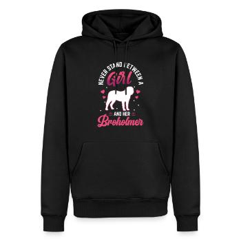 Fille et son grand danois de Broholm - Sweat à capuche Premium bio Homme - noir - Devant - Nico (187cm)