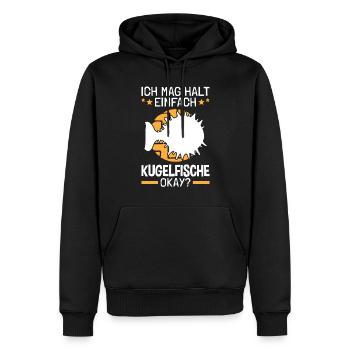 Ich mag einfach Kugelfisch Riesenkugelfisch - Männer Premium Bio Hoodie - Schwarz - Vorne - Nico (187cm)