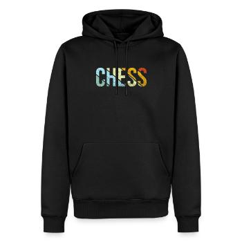 Échecs Rétro - Sweat à capuche Premium bio Homme - noir - Devant - Nico (187cm)