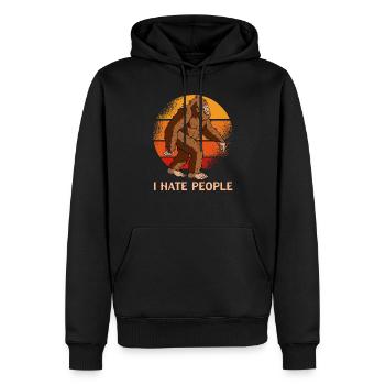 Je déteste les gens Bigfoot - Sweat à capuche Premium bio Homme - noir - Devant - Nico (187cm)