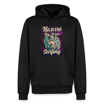 Nazaré Big Wave Surfen Wellen Surfer Surfing - Männer Premium Bio Hoodie - Schwarz - Vorne - Nico (187cm)