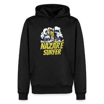 Nazaré Surfer Wellen Surfen Surfing - Männer Premium Bio Hoodie - Schwarz - Vorne - Nico (187cm)