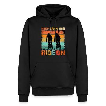 Restez calme et roulez - Sweat à capuche Premium bio Homme - noir - Devant - Nico (187cm)