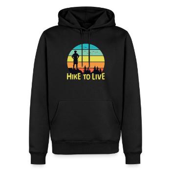 Hike To Live - Männer Premium Bio Hoodie - Schwarz - Vorne - Nico (187cm)