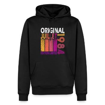 Juli 1984. Geburtstagsgeschenk Juli 1984. - Männer Premium Bio Hoodie - Schwarz - Vorne - Nico (187cm)