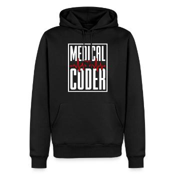 Kodierfachkraft Medical Coder - Männer Premium Bio Hoodie - Schwarz - Vorne - Nico (187cm)
