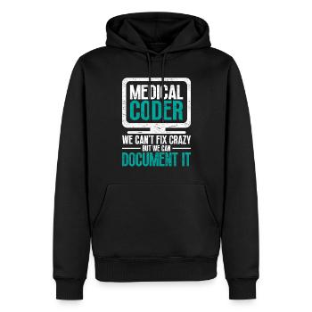 Coding Specialist Medical Encoder - Men’s Premium Organic Hoodie - black - Front - Nico (187cm)