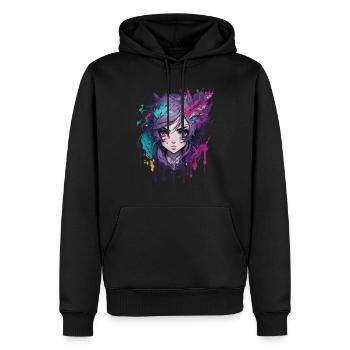 Anime Manga Figure Kawaii Otaku Japon Chibi Design - Sweat à capuche Premium bio Homme - noir - Devant - Nico (187cm)