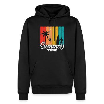 Heure d'été - Sweat à capuche Premium bio Homme - noir - Devant - Nico (187cm)