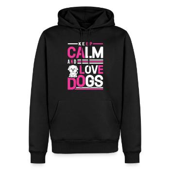 Restez calme et aimez les chiens - Sweat à capuche Premium bio Homme - noir - Devant - Nico (187cm)