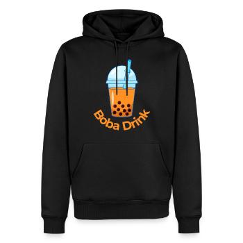 Une boisson japonaise au thé boba : le thé à bulles d’orange - Sweat à capuche Premium bio Homme - noir - Devant - Nico (187cm)