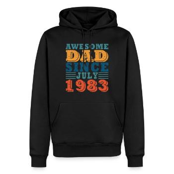 Père Juillet 1983 Vintage Anniversaire Papa Disant 40 - Sweat à capuche Premium bio Homme - noir - Devant - Nico (187cm)