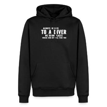 Toujours être gentil avec un plongeur - Plongée libre sous l’eau - Sweat à capuche Premium bio Homme - noir - Devant - Nico (187cm)