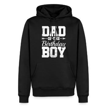 Papa du garçon d’anniversaire - Sweat à capuche Premium bio Homme - noir - Devant - Nico (187cm)