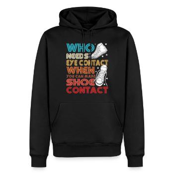 « Vous pouvez faire le contact de la chaussure » Drôle - Sweat à capuche Premium bio Homme - noir - Devant - Nico (187cm)