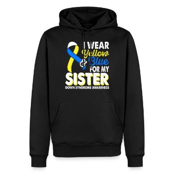 Portez du jaune bleu pour le syndrome de Down - Sweat à capuche Premium bio Homme - noir - Devant - Nico (187cm)