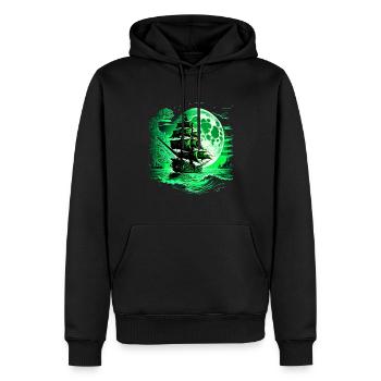 Historisches Segelschiff bei Vollmond. - Männer Premium Bio Hoodie - Schwarz - Vorne - Nico (187cm)