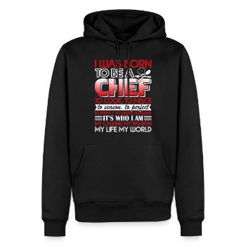 Chef I Was Born To Be A Chef - Men’s Premium Organic Hoodie - black - Front - Nico (187cm)