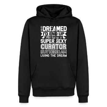 Curator Marrying A Super Sexy Curator - Men’s Premium Organic Hoodie - black - Front - Nico (187cm)