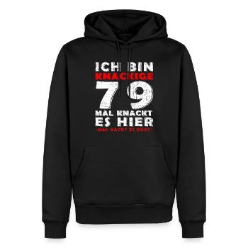 79 Jahre Geburtstagsgeschenk 79 Jahre - Männer Premium Bio Hoodie - Schwarz - Vorne - Nico (187cm)