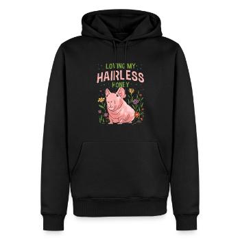 Cochon d’Inde sans poils Cochon maigre - Sweat à capuche Premium bio Homme - noir - Devant - Nico (187cm)
