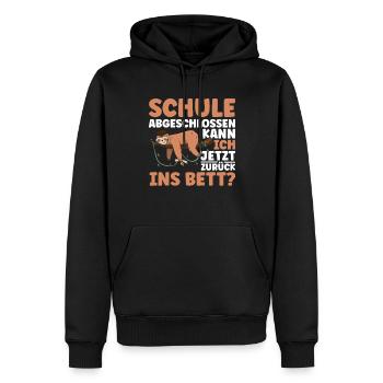 Schule abgeschlossen kann ich ins Bett - Männer Premium Bio Hoodie - Schwarz - Vorne - Nico (187cm)