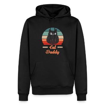 Cat Daddy Cats Père Rétro Vintage Sun - Sweat à capuche Premium bio Homme - noir - Devant - Nico (187cm)