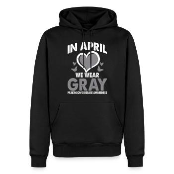 In April we carry the grey month of the - Men’s Premium Organic Hoodie - black - Front - Nico (187cm)