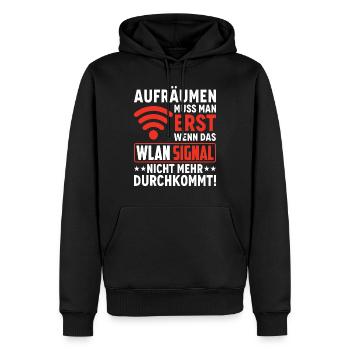 Wlan Wlan Signal Internet Wlan Sprüche - Männer Premium Bio Hoodie - Schwarz - Vorne - Nico (187cm)
