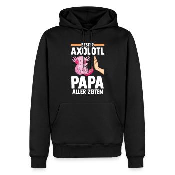 Vater Papa Axolotl - Männer Premium Bio Hoodie - Schwarz - Vorne - Nico (187cm)