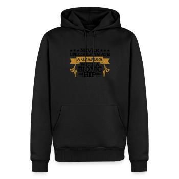 Hüftgelenkersatz-op-design Für Einen - Sweat à capuche Premium bio Homme - noir - Devant - Nico (187cm)