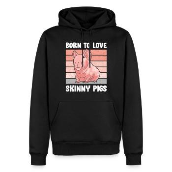 Cochon d’Inde sans poils Cochon maigre - Sweat à capuche Premium bio Homme - noir - Devant - Nico (187cm)