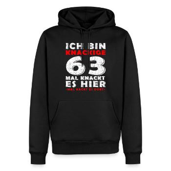 63. Geburtstag Geschenk Knackige 63 1960 - Männer Premium Bio Hoodie - Schwarz - Vorne - Nico (187cm)