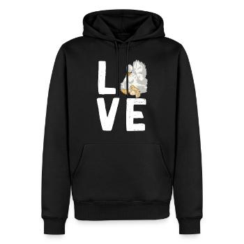 LOVE Poulet en soie Poulets Lettrage Poulets en soie - Sweat à capuche Premium bio Homme - noir - Devant - Nico (187cm)