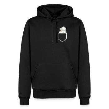 Poulet en soie dans la poitrine Poche Poulet Sac de poulet - Sweat à capuche Premium bio Homme - noir - Devant - Nico (187cm)