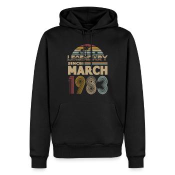 40th Birthday Year March 1983 Legendary 1983 - Men’s Premium Organic Hoodie - black - Front - Nico (187cm)