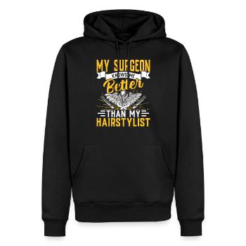 Le chirurgien plasticien me connaît mieux Expert en - Sweat à capuche Premium bio Homme - noir - Devant - Nico (187cm)