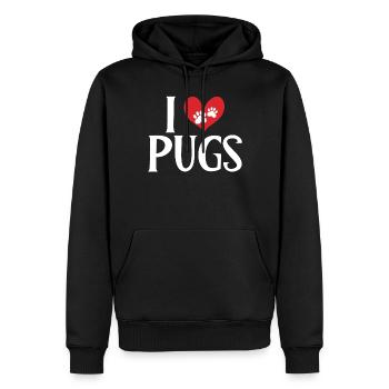 Pug Gifts for Pug Lovers - Men’s Premium Organic Hoodie - black - Front - Nico (187cm)