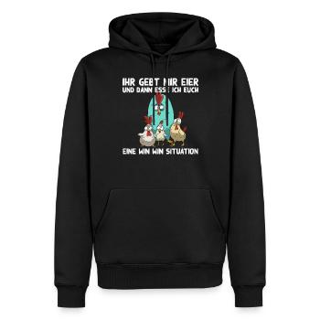Lustiger Hühner Spruch Win Win Situation mit Huhn - Männer Premium Bio Hoodie - Schwarz - Vorne - Nico (187cm)