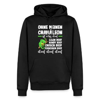 Ohne meinen Chamäleon ist alles doof - Männer Premium Bio Hoodie - Schwarz - Vorne - Nico (187cm)