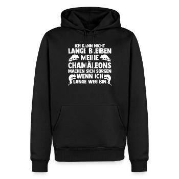 Meine Chamäleons machen sich sorgen - Männer Premium Bio Hoodie - Schwarz - Vorne - Nico (187cm)