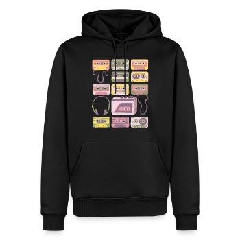 Kassetten - Vintage - Retro - Rekorder - Mix Tapes - Männer Premium Bio Hoodie - Schwarz - Vorne - Nico (187cm)