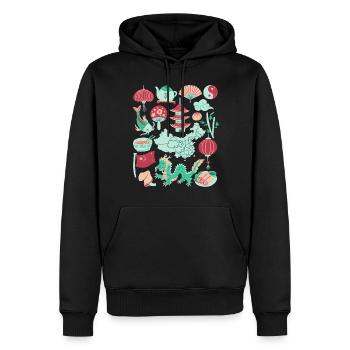 Chine - Sweat à capuche Premium bio Homme - noir - Devant - Nico (187cm)
