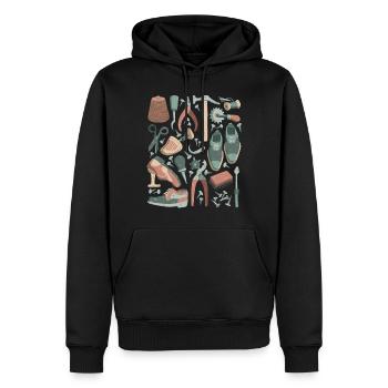 Schuster, Schuhmacher - Leisten, Werkzeug - Männer Premium Bio Hoodie - Schwarz - Vorne - Nico (187cm)