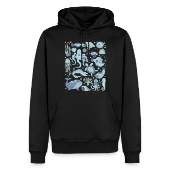 Poisson d’eau profonde Poulpe Poisson-grenouille Poisson-lanterne - Sweat à capuche Premium bio Homme - noir - Devant - Nico (187cm)