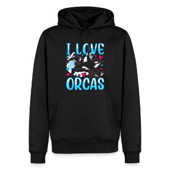 J’aime les orques mer protéger les orques baleines - Sweat à capuche Premium bio Homme - noir - Devant - Nico (187cm)