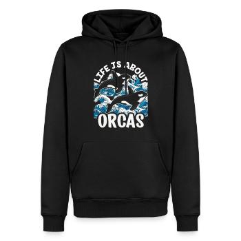 La vie est une question d’orques orques de mer protéger les baleines - Sweat à capuche Premium bio Homme - noir - Devant - Nico (187cm)
