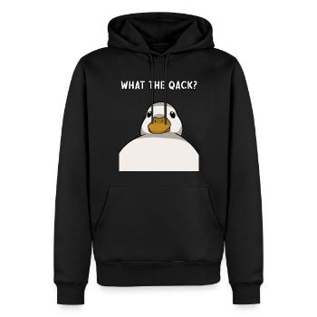 Drôle de canard disant canards humour Qu’est-ce que le qack - Sweat à capuche Premium bio Homme - noir - Devant - Nico (187cm)