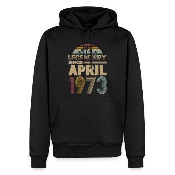 50th Birthday Vintage April 1973 Legendary 1973 - Men’s Premium Organic Hoodie - black - Front - Nico (187cm)