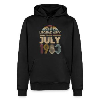 40e anniversaire Juillet 1983 Légendaire 1983 - Sweat à capuche Premium bio Homme - noir - Devant - Nico (187cm)